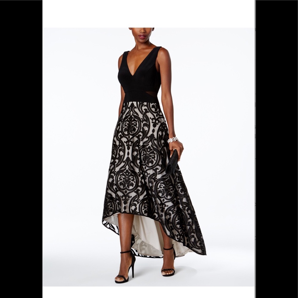 Xscape Black and Cream High-Low Dress - brand new with tags, never worn. 🖤